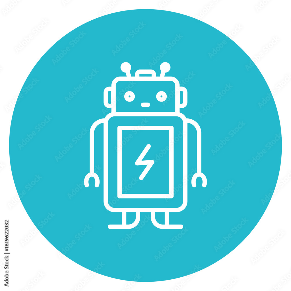 Poster robot battery icon vector image. can be used for science fiction.