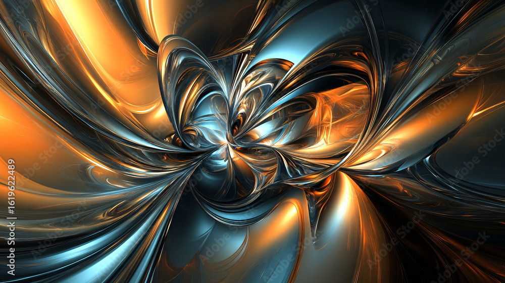 Poster computer generated fractal image displaying intricate patterns and vibrant colors in digital art