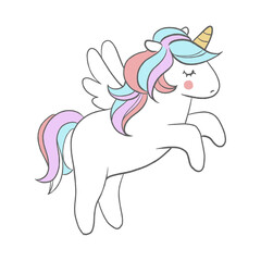 illustration of a unicorn with wings isolated on white background png