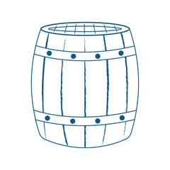 Wooden barrel in outline isolated on white or transparent background. Line drawing. Vector illustration. Close-up element for Oktoberfest design decoration.