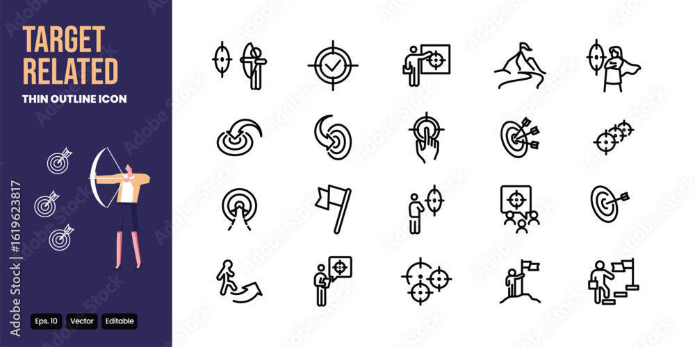 Aufkleber target outline icon set vector design good for web and mobile app
