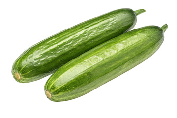 Two fresh green cucumbers isolated on transparent background