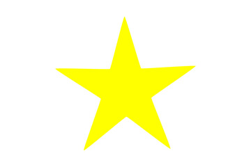 Fototapeta premium Solid yellow five-pointed star icon on white background. Bold symbol for ratings, rewards, bookmarks, or achievements