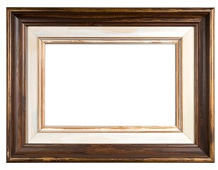 Empty antique wooden picture frame