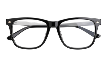 Classic reading glasses with clear lenses and sleek frame design, isolated on a transparent background, PNG format