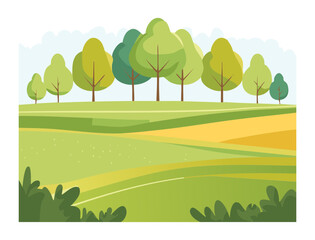 Fototapeta premium Green Forest and a Meadow Landscape