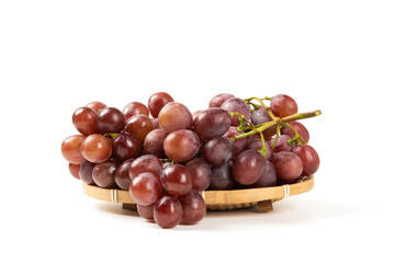 sweet red grapes isolated on white background.