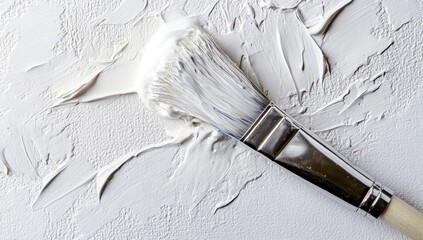 White paintbrush strokes on textured canvas