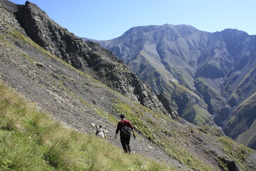 hiking in the mountains