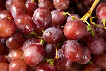 Close up of organic sweet red grapes background,
