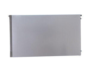 Single silver refrigerator or gray fridge in horizon isolated  with clipping path in png file format