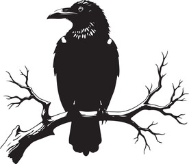 Obraz premium Mystical Raven on a Bare Branch
