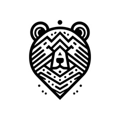 Obraz premium Minimalist tribal bear head mask with mountain