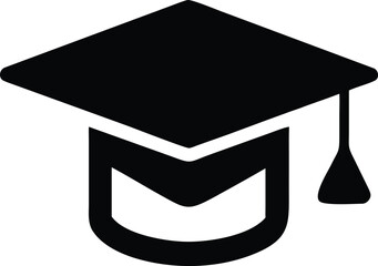 graduation cap, black, silhouette, minimalist design, simple, iconic, vector illustration, line art
