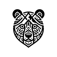 Fototapeta premium Minimalist tribal bear head mask with mountain