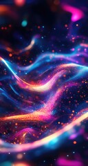 Fototapeta premium Abstract swirling nebula of vibrant colors and shimmering particles