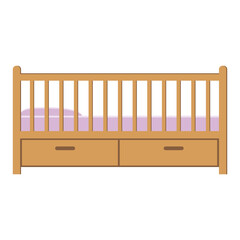 A cartoon-style cot isolated on a white background