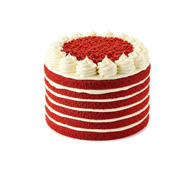 Red velvet cake isolated on white background.