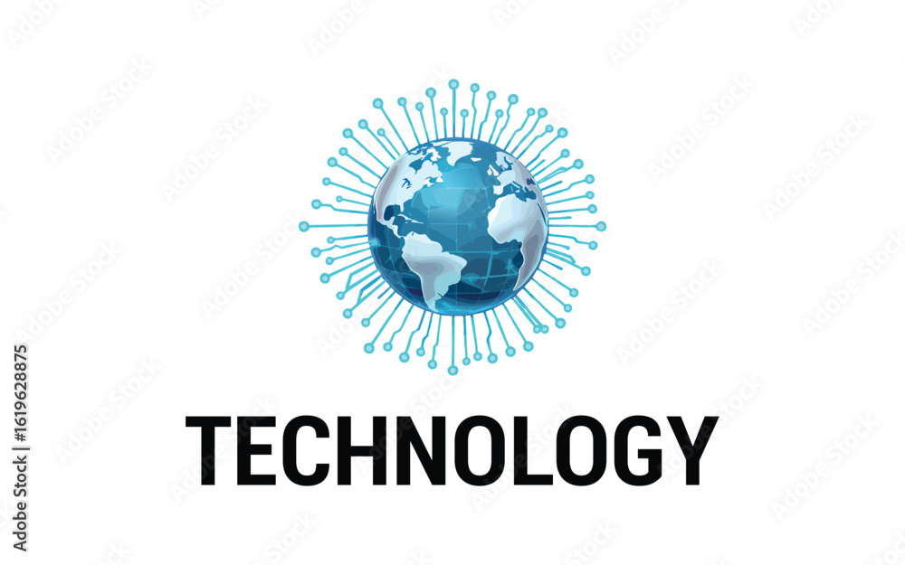 Poster digital sphere global link technology logo concept design. 3d three dimensional style. symbol graphi