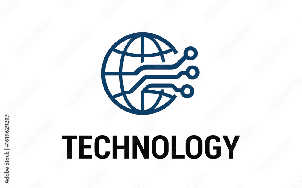 Poster digital sphere global link technology logo concept design. 3d three dimensional style. symbol graphi