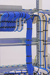 View from the back of the electrical panel. Connection of electronic modules using copper...
