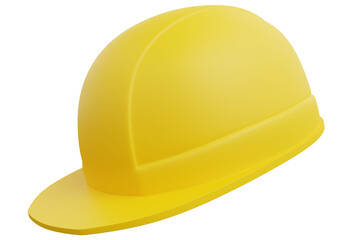Yellow safety helmet icon for construction or work safety. 3d illustration.