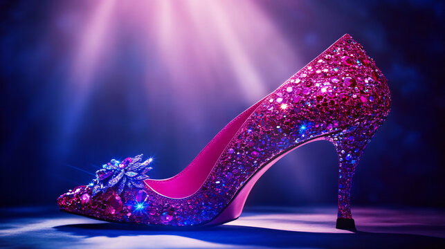 Fashionable pair of high heel shoes perfectly positioned on a soft background to enhance their appeal