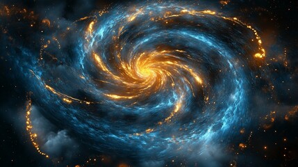 Swirling clouds of fiery colors illuminate the cosmic space, background, phone wallpaper