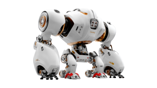 Futuristic Bot's Sentinel Stance: A highly detailed and advanced robotic sentinel, its sleek.