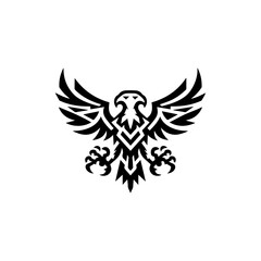 Fototapeta premium Minimalist tribal eagle in flight with gaming claws