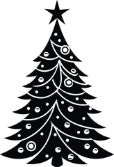 Simple black christmas tree silhouette vector graphic