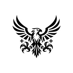Minimalist tribal eagle in flight with gaming claws