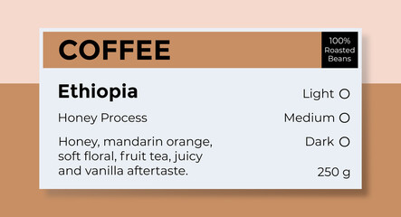 coffee label roast bean art design illustration graphic background brown modern vintage retro template cafe drink food icon logo sign symbol concept print sticker banner bag package espresso product