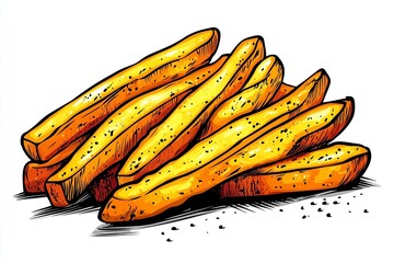 Close-up of crispy golden fries highlighting their texture and shape