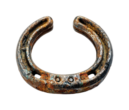 Rustic horseshoe display vintage market equestrian heritage isolated on transparent background, png