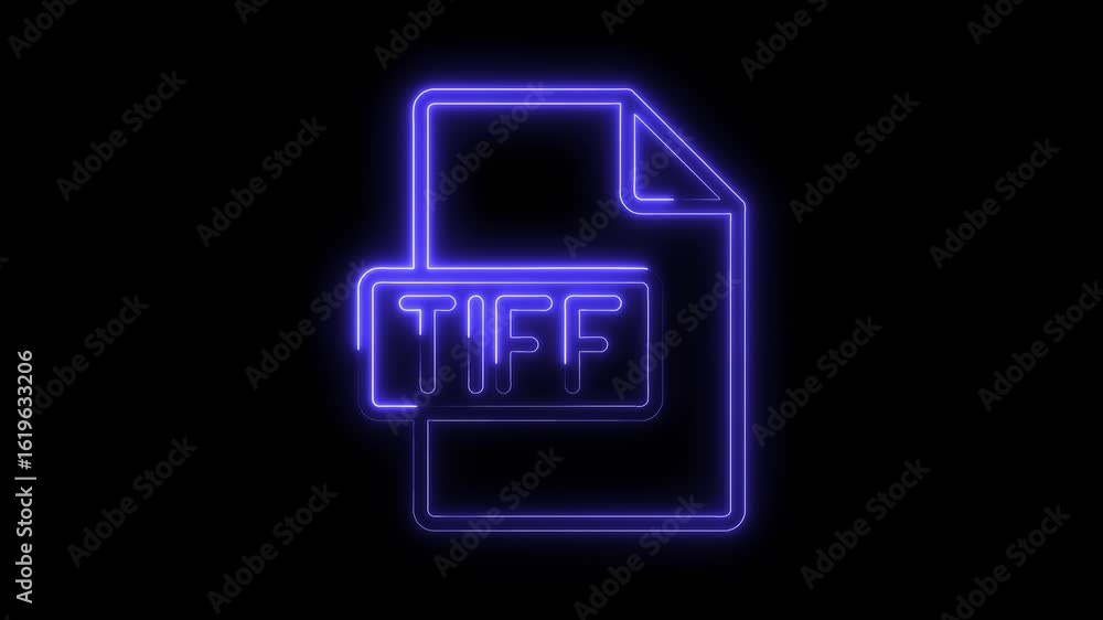 Poster glowing neon t i f file icon with transparent background futuristic digital technology symbol vibran