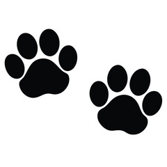 Two black paw prints on a white background