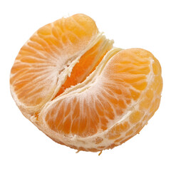 A succulent and juicy peeled tangerine segment is presented on a transparent background, perfect for healthy food concepts, isolated png.
