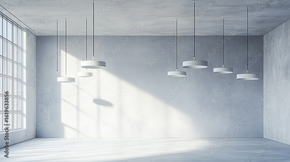 Poster spacious room bathed in natural light through a large window creating an inviting atmosphere