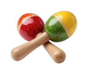 Colorful maracas playing rhythm musical instruments bright fun vibes isolated on transparent background, png