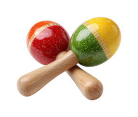 Colorful maracas playing rhythm musical instruments bright fun vibes isolated on transparent background, png