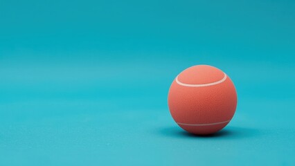 Pickleball ball. Bright orange tennis ball isolated on blue background