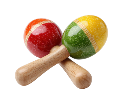 Colorful maracas playing rhythm musical instruments bright fun vibes isolated on transparent background, png