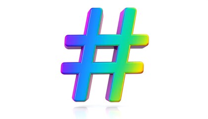 Fototapeta premium A vibrant rainbow-colored hashtag symbol