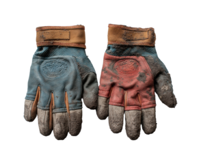 Construction action work gloves job site equipment productivity isolated on transparent background, png