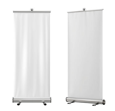 Blank roller banner mockup isolated on transparent background. Billboard and Presentation concept