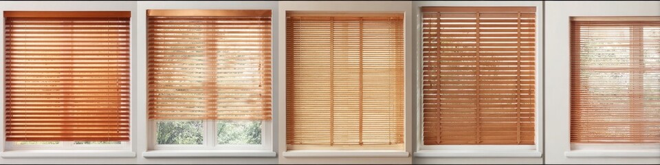 Wooden blinds on multiple windows