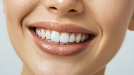 Whitening Toothpaste. Close up woman smiling white teeth healthy lips 