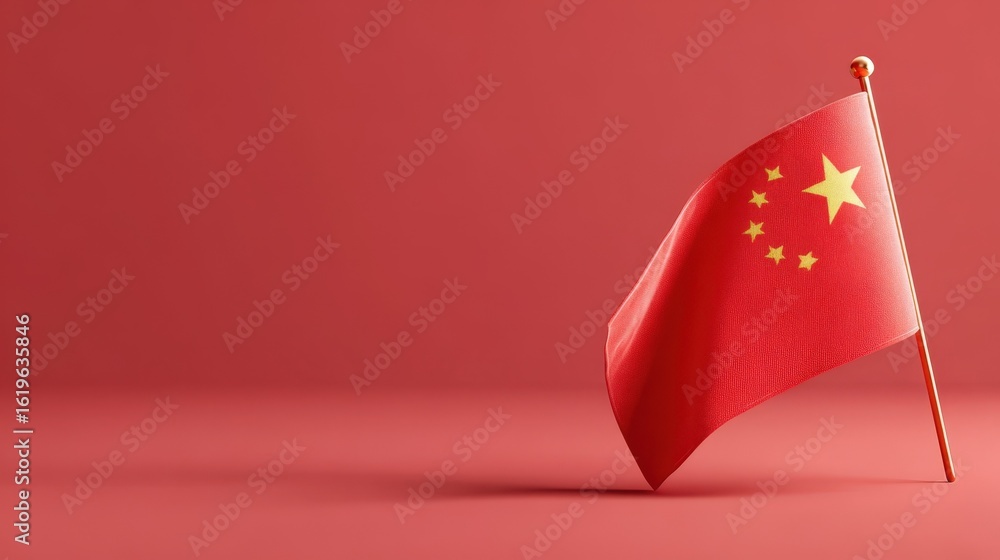 Poster a small chinese flag stands on a red background a vibrant image ideal for china related projects and