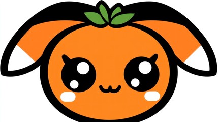 Fototapeta premium Cute orange fruit character with bunny ears.